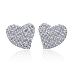 Sterling Silver CZ Heart Shape Stud Earrings